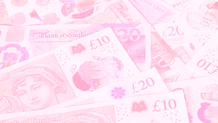 Bank notes fanned out