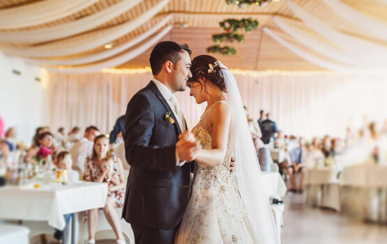 Bride and groom at their wedding