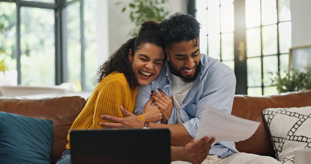 Happy couple have loan