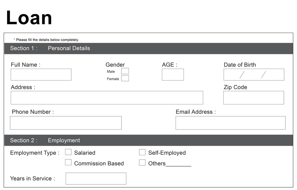 paper loan application